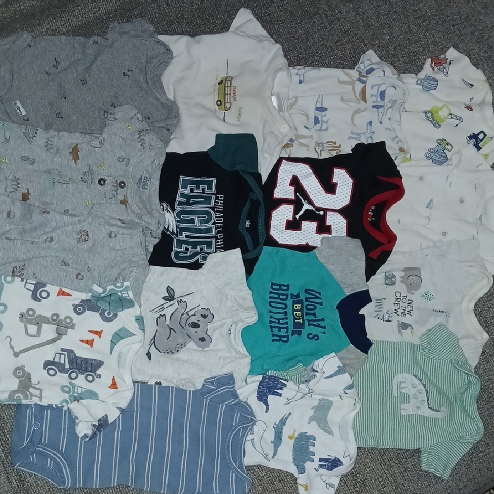 Baby Boy Bodysuit Bundle - Mixed Blue, Gray, Teal, White
